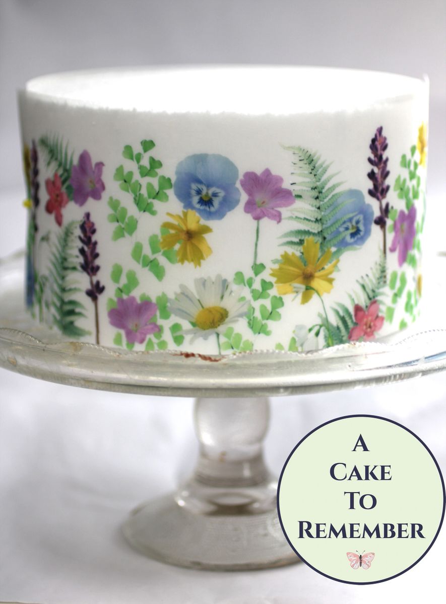 Wildflower birthday cake decorations woodland ferns cake wrap